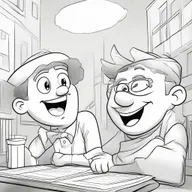 Redraw the humorous scene with cartoon characters in a comic situation, this time using a pencil sketch art style.