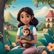 another one same girl and monkey but a different scene from a story