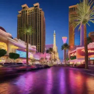 Generate a 4K photo-realistic image showcasing the vibrant nightlife in Las Vegas.
