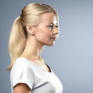 Generate a medium shot 4k photo-realistic image of an attractive Swedish woman's side profile with her shirt open.