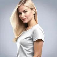 Generate a 4K photo-realistic image of an attractive Swedish woman opening her shirt from a side profile.