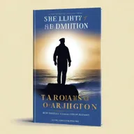 Create a book cover with a navy blue silhouette of a solitary figure standing at the edge of a cliff, looking over a turbulent sea